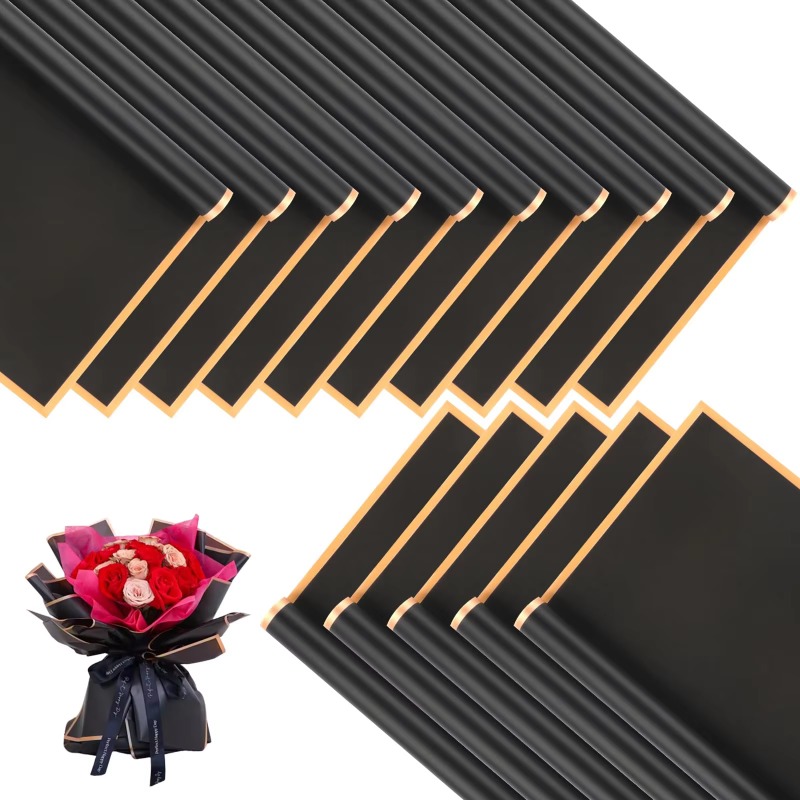 Florist Flower Supply - 20 Sheets Black Flower Wrapping Paper