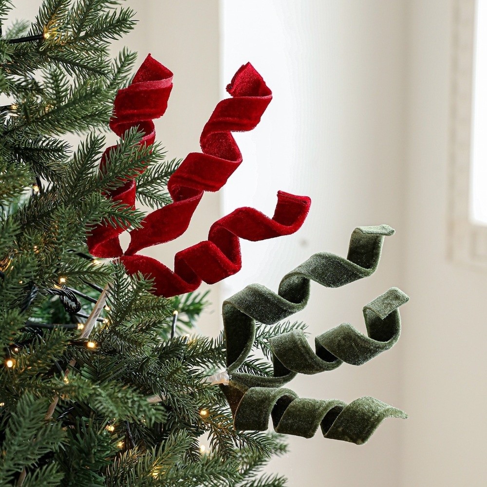 Florist Supply Bulk - Velvet Christmas Branch Picks Wire Stem