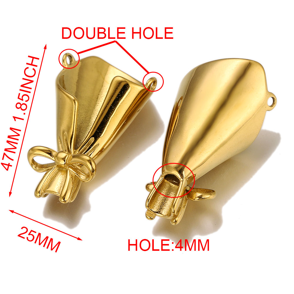 Supply Florist - 2pcs Bouquet Gold Flower Charms Pendant