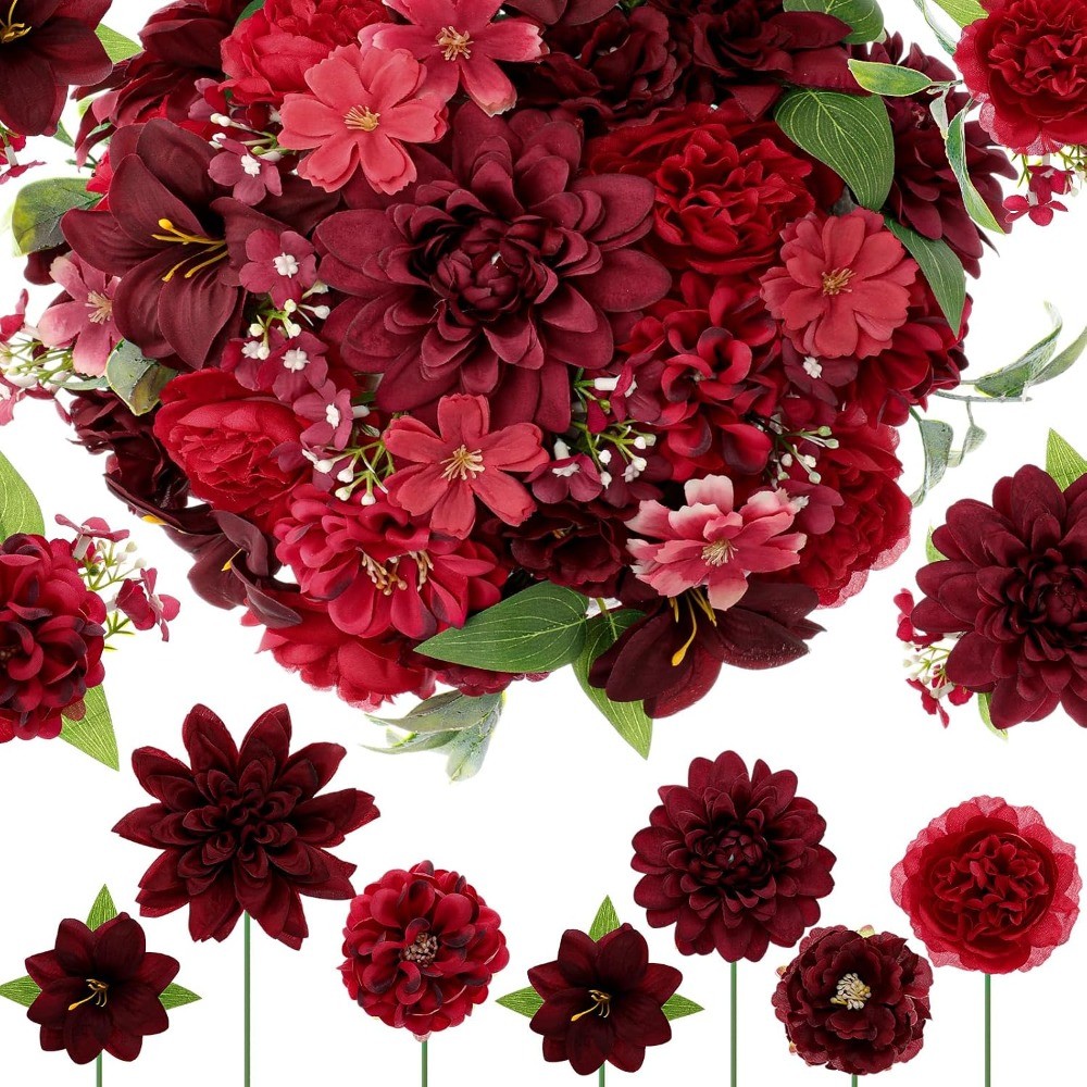 Florist Supply Bulk - 32Pcs Christmas Decoration Red Artificial Flower
