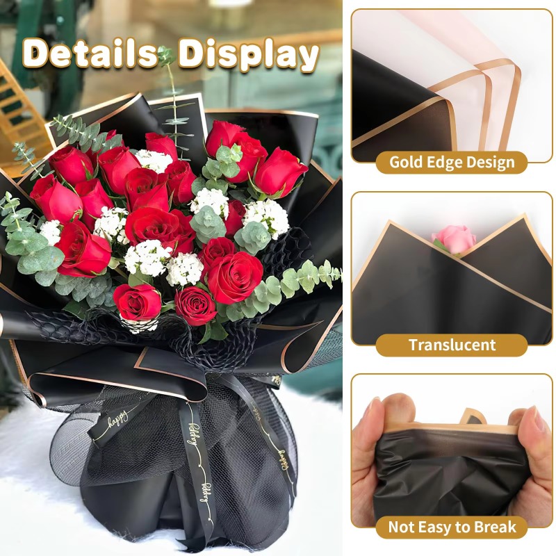 20 Sheets Black Flower Wrappin - Florist Flower Supply recension och pris