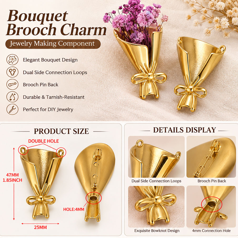 2pcs Bouquet Gold Flower Charm - Supply Florist recension och pris